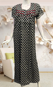 Black Tiny Floral Pure Cotton Feeding Nursing Nighty . Pure Durable Cotton | Laces and Frills - Laces and Frills