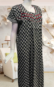 Black Tiny Floral Pure Cotton Feeding Nursing Nighty . Pure Durable Cotton | Laces and Frills - Laces and Frills