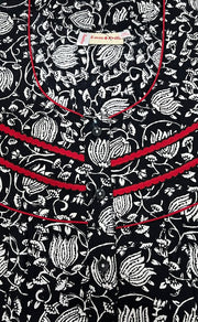 Black Garden Pure Cotton Feeding Nighty . Pure Durable Cotton | Laces and Frills