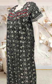 Black Garden Pure Cotton Feeding Nursing Nighty . Pure Durable Cotton | Laces and Frills - Laces and Frills