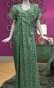 Sea Green Tiny Flora Pure Cotton Feeding Nursing Nighty . Pure Durable Cotton | Laces and Frills - Laces and Frills
