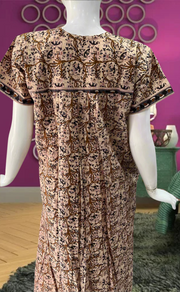 Off White/Black Garden Pure Cotton Feeding Nursing Nighty . Pure Durable Cotton | Laces and Frills - Laces and Frills