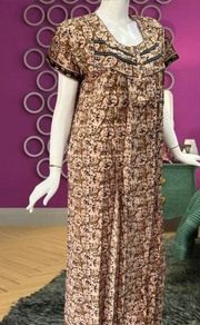 Off White/Black Garden Pure Cotton Feeding Nursing Nighty . Pure Durable Cotton | Laces and Frills - Laces and Frills