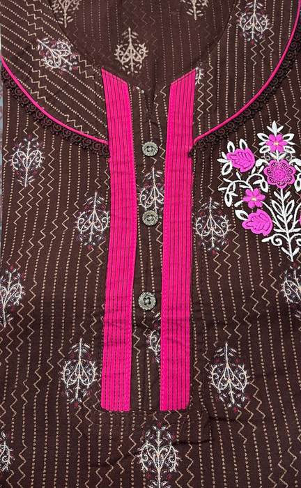 Brown Floral Spun Nighty. Flowy Spun Fabric | Laces and Frills