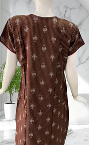 Brown Floral Spun Nighty. Flowy Spun Fabric | Laces and Frills - Laces and Frills
