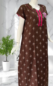 Brown Floral Spun Nighty. Flowy Spun Fabric | Laces and Frills - Laces and Frills