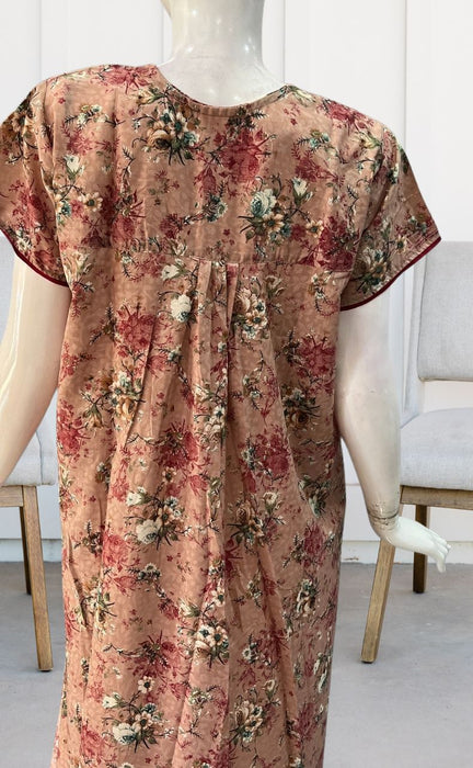 Peach Floral Garden XXL Soft Nighty. Soft Breathable Fabric | Laces and Frills - Laces and Frills