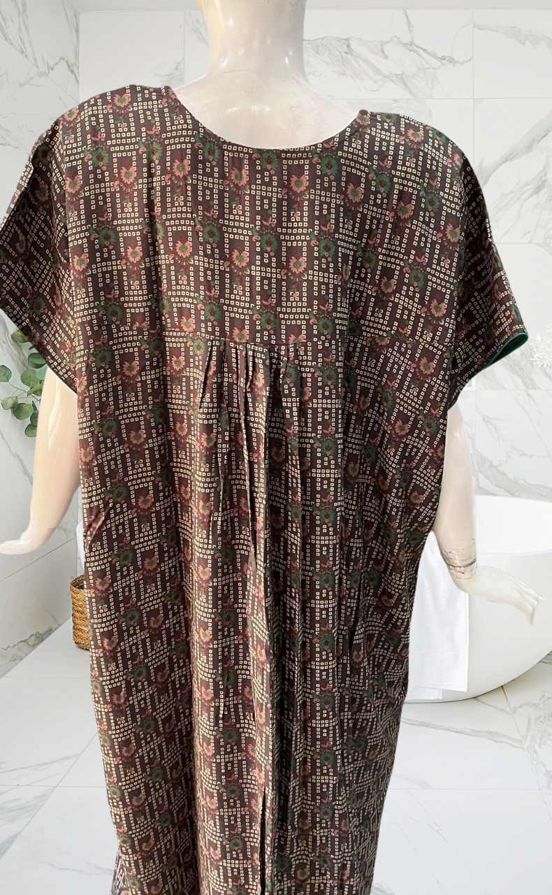 Brown Dots Spun Nighty. Flowy Spun Fabric | Laces and Frills - Laces and Frills