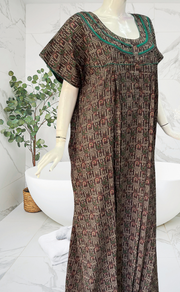 Brown Dots Spun Nighty. Flowy Spun Fabric | Laces and Frills - Laces and Frills