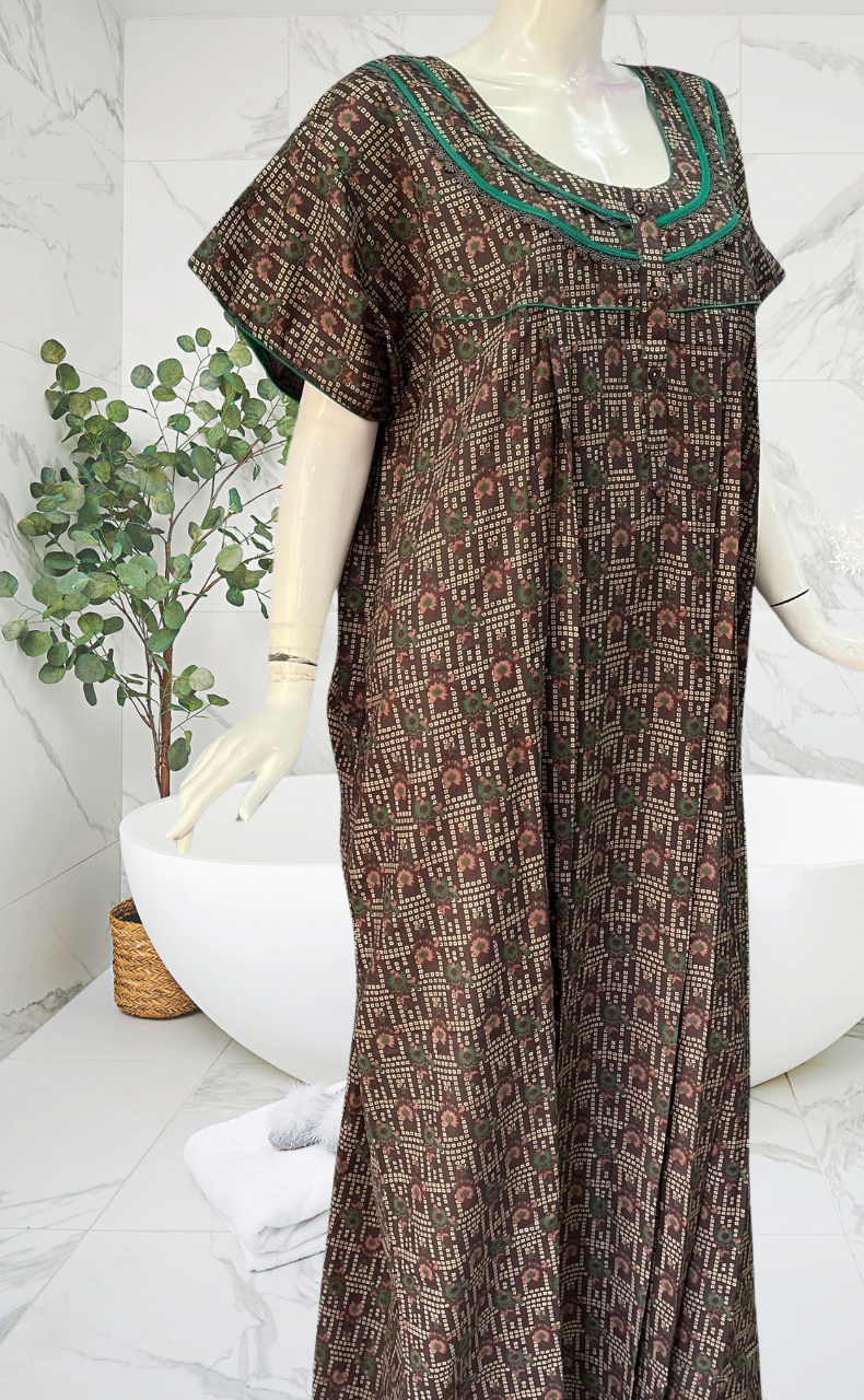 Brown Dots Spun Nighty. Flowy Spun Fabric | Laces and Frills - Laces and Frills