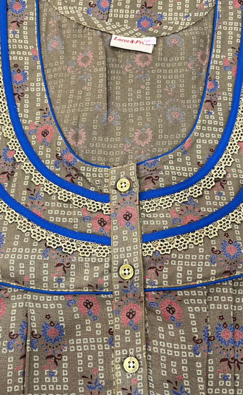 Olive Green Dots Spun Nighty. Flowy Spun Fabric | Laces and Frills - Laces and Frills