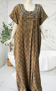 Olive Green Dots Spun Nighty. Flowy Spun Fabric | Laces and Frills - Laces and Frills