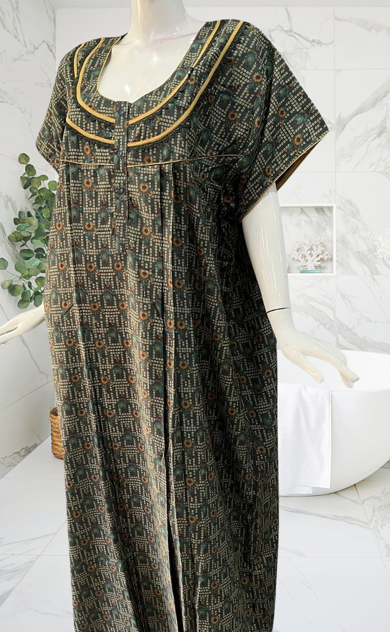 Grey Dots Spun Nighty. Flowy Spun Fabric | Laces and Frills - Laces and Frills