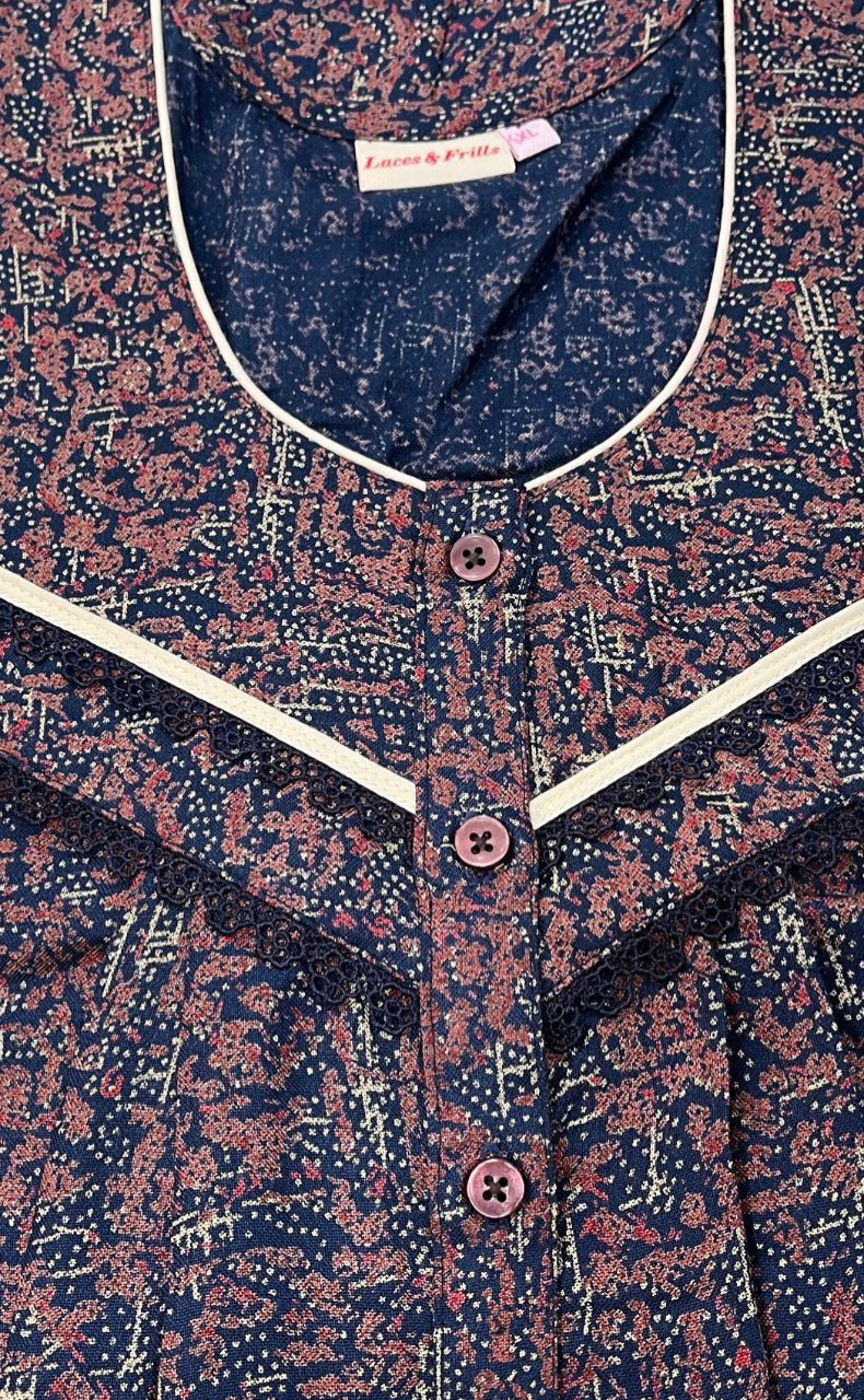 Blue Garden Spun Nighty. Flowy Spun Fabric | Laces and Frills - Laces and Frills