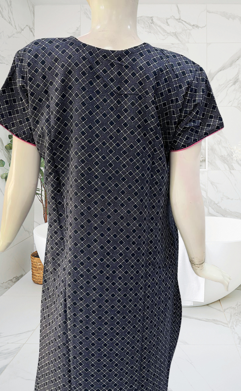 Blue Embroidery Spun Nighty. Flowy Spun Fabric | Laces and Frills - Laces and Frills