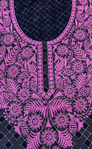 Blue Embroidery Spun Nighty. Flowy Spun Fabric | Laces and Frills - Laces and Frills