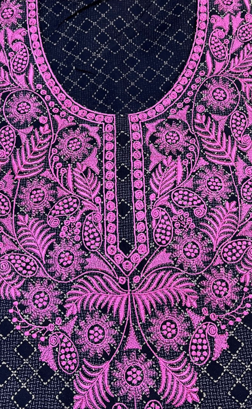 Blue Embroidery Spun Nighty. Flowy Spun Fabric | Laces and Frills - Laces and Frills