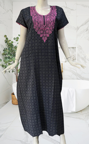 Blue Embroidery Spun Nighty. Flowy Spun Fabric | Laces and Frills - Laces and Frills