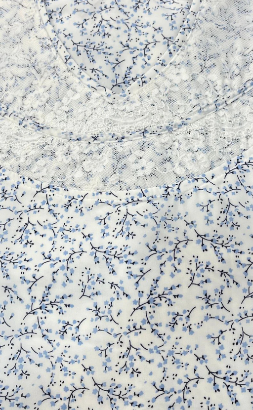 White/Blue Floral Chiffon Nighty. Delicate Chiffon | Laces and Frills - Laces and Frills