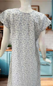 White/Blue Floral Chiffon Nighty. Delicate Chiffon | Laces and Frills - Laces and Frills