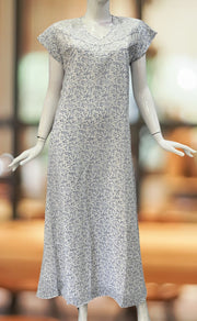 White/Blue Floral Chiffon Extra Large Nighty. Delicate Chiffon | Laces and Frills - Laces and Frills