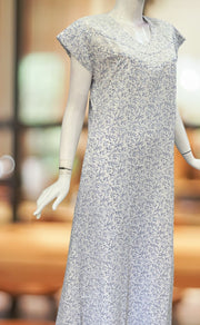 White/Blue Floral Chiffon Extra Large Nighty. Delicate Chiffon | Laces and Frills - Laces and Frills