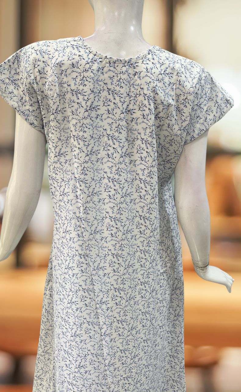 White/Blue Floral Chiffon Extra Large Nighty. Delicate Chiffon | Laces and Frills - Laces and Frills