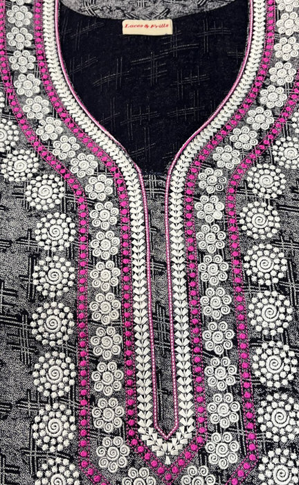 Navy Blue Embroidery Spun Free Size Nighty . Flowy Spun Fabric | Laces and Frills - Laces and Frills