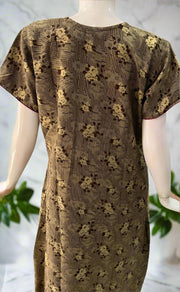 Brown Embroidery Spun Nighty. Flowy Spun Fabric | Laces and Frills