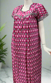 Pink Leafy Pure Cotton Nighty. Pure Durable Cotton | Laces and Frills