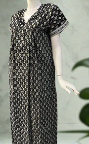 Black Manga Motif Pure Cotton Nighty. Pure Durable Cotton | Laces and Frills