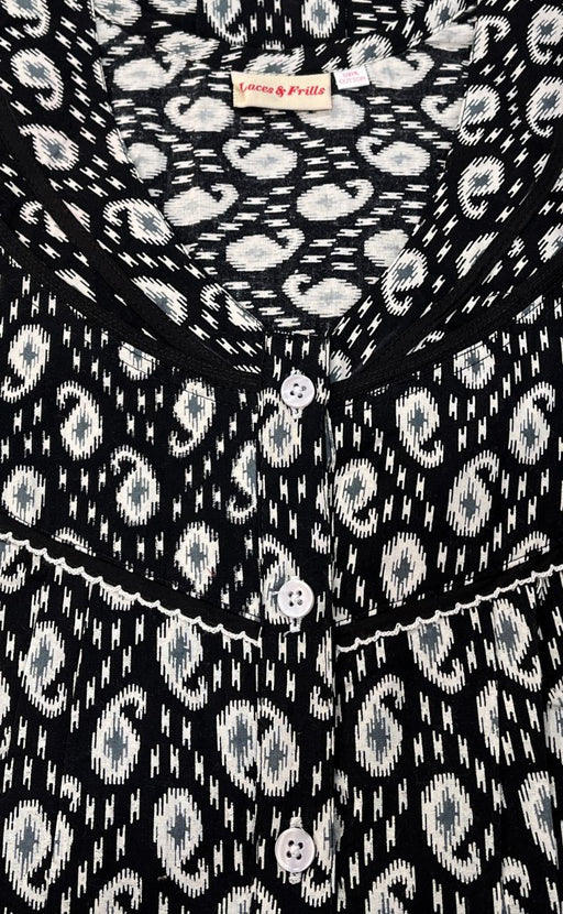 Black Manga Motif Pure Cotton Free Size Large Nighty . Pure Durable Cotton | Laces and Frills - Laces and Frills