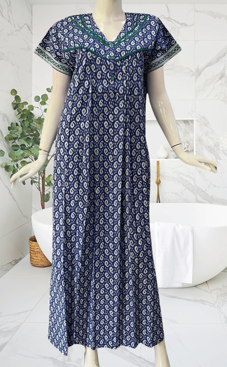 Blue Manga Motif Pure Cotton Nighty. Pure Durable Cotton | Laces and Frills - Laces and Frills