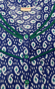 Blue Manga Motif Pure Cotton Nighty. Pure Durable Cotton | Laces and Frills - Laces and Frills