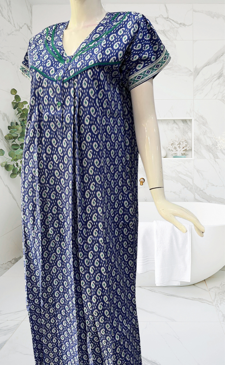 Blue Manga Motif Pure Cotton Nighty. Pure Durable Cotton | Laces and Frills - Laces and Frills