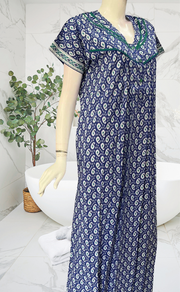 Blue Manga Motif Pure Cotton Nighty. Pure Durable Cotton | Laces and Frills - Laces and Frills