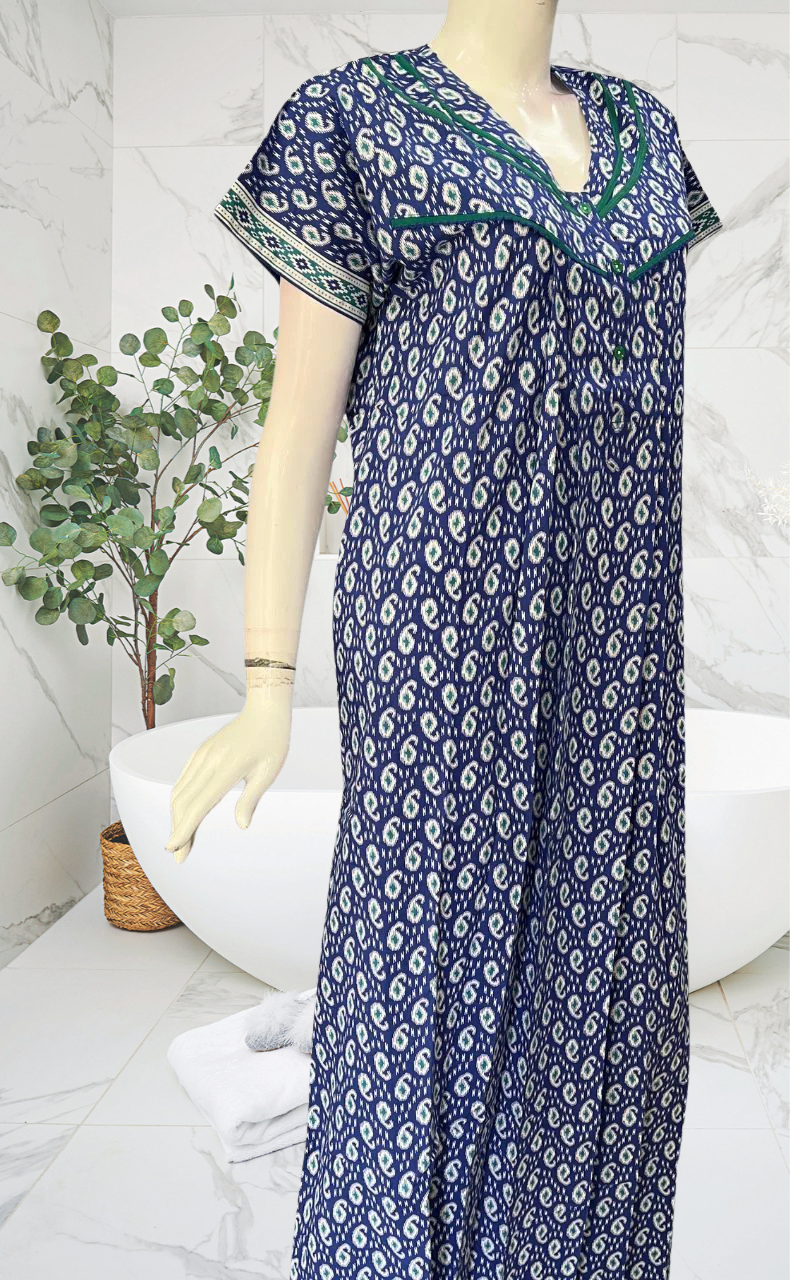 Blue Manga Motif Pure Cotton Nighty. Pure Durable Cotton | Laces and Frills - Laces and Frills