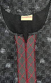 Black Abstract Spun Nighty. Flowy Spun Fabric | Laces and Frills