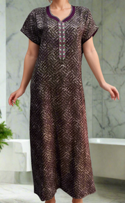 Violet Abstract Spun Nighty. Flowy Spun Fabric | Laces and Frills - Laces and Frills