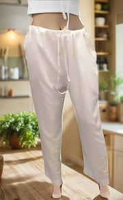 White Straight Pants . Pure Cotton Fabric | Laces and Frills