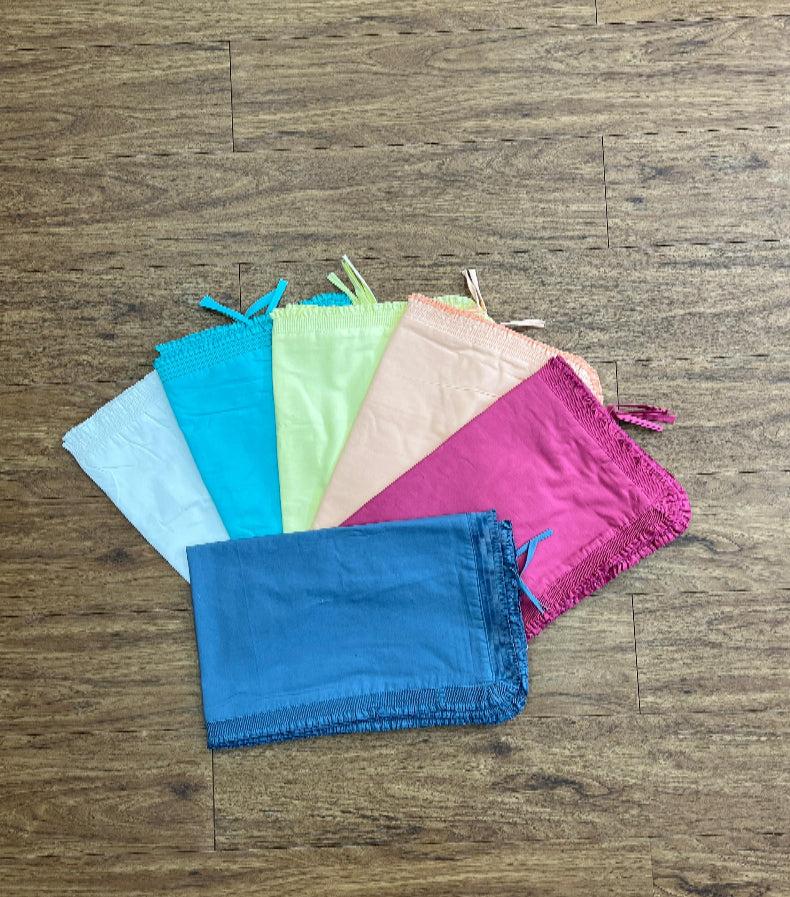 Plain Multi Colour Cotton Pillow Covers  (Set of 12 Piece) - Laces and Frills