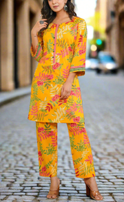 Yellow Garden Jaipur Cotton Co-ord Set.Pure Versatile Cotton. | Laces and Frills - Laces and Frills