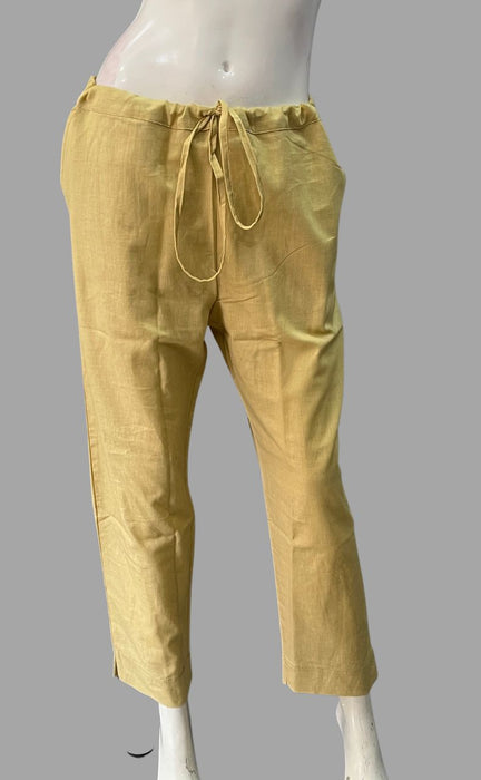 Beige Straight Pants . Pure Cotton Fabric | Laces and Frills - Laces and Frills