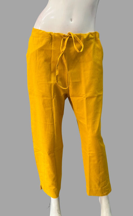 Lemon Yellow Straight Pants . Pure Cotton Fabric | Laces and Frills - Laces and Frills
