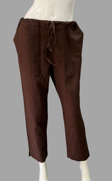 Brown Straight Pants . Pure Cotton Fabric | Laces and Frills - Laces and Frills