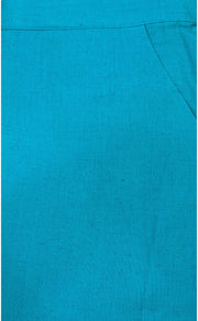Turquoise Blue Straight Pants . Pure Cotton Fabric | Laces and Frills - Laces and Frills