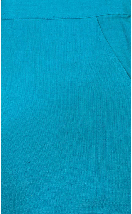 Turquoise Blue Straight Pants . Pure Cotton Fabric | Laces and Frills - Laces and Frills
