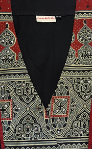 Black Ajrakh Jaipur Cotton Kurti With Pant And Dupatta Set. Pure Versatile Cotton. | Laces and Frills - Laces and Frills