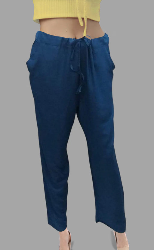 Indigo Blue Straight Pants. Soft Breathable Fabric | Laces and Frills - Laces and Frills