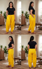 Lemon Yellow Pure Cotton Free Size Salwar Bottom. Pure Durable Cotton | Laces and Frills - Laces and Frills